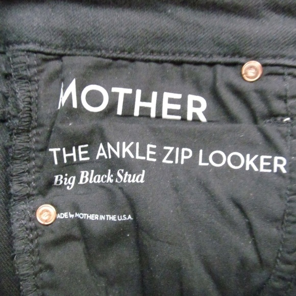Mother The Looker Ankle Zip Looker Big Stud Black Jeans Womens Size 26 x 28" - Picture 10 of 11